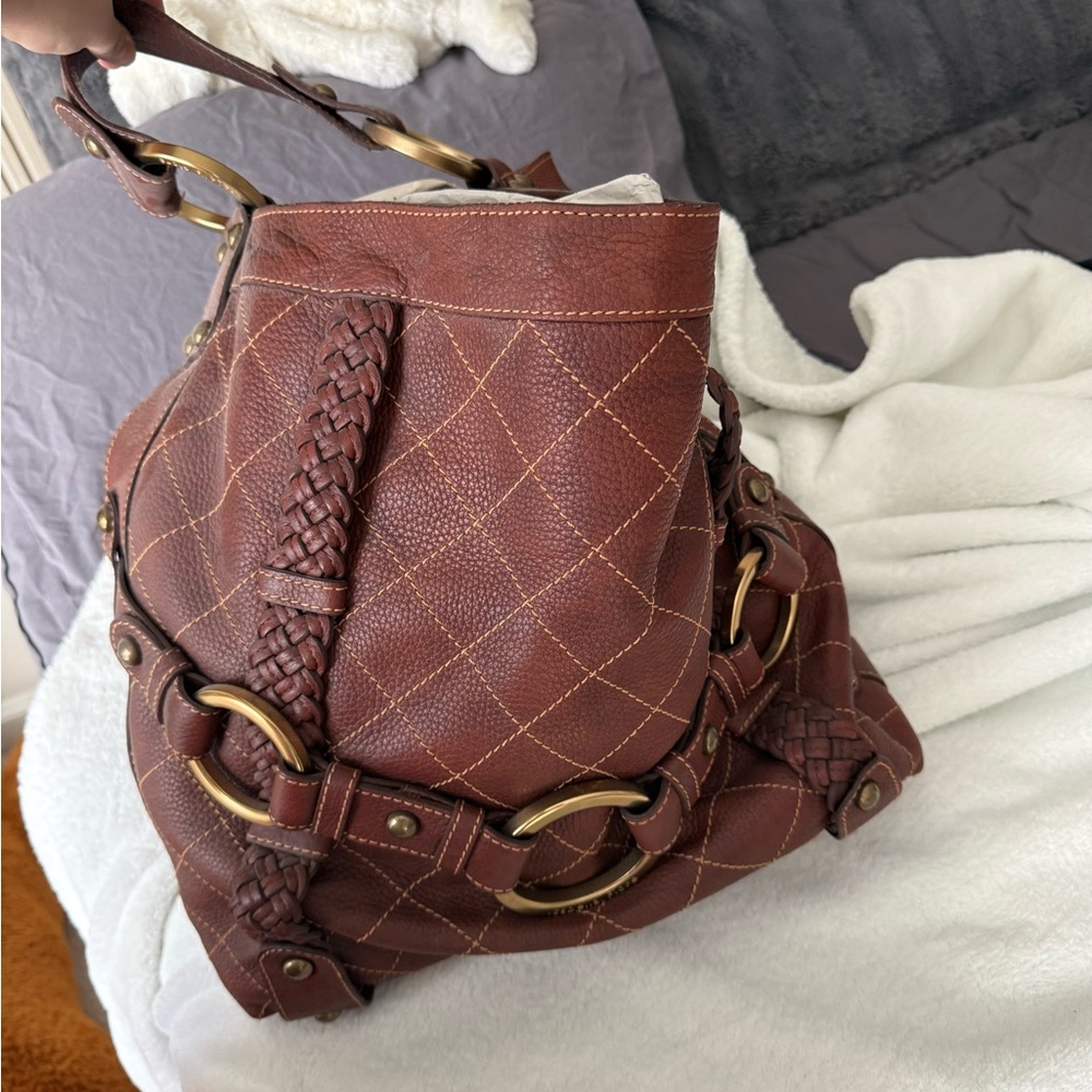 Isabella Fiore Brown Quilted Shoulder Bag